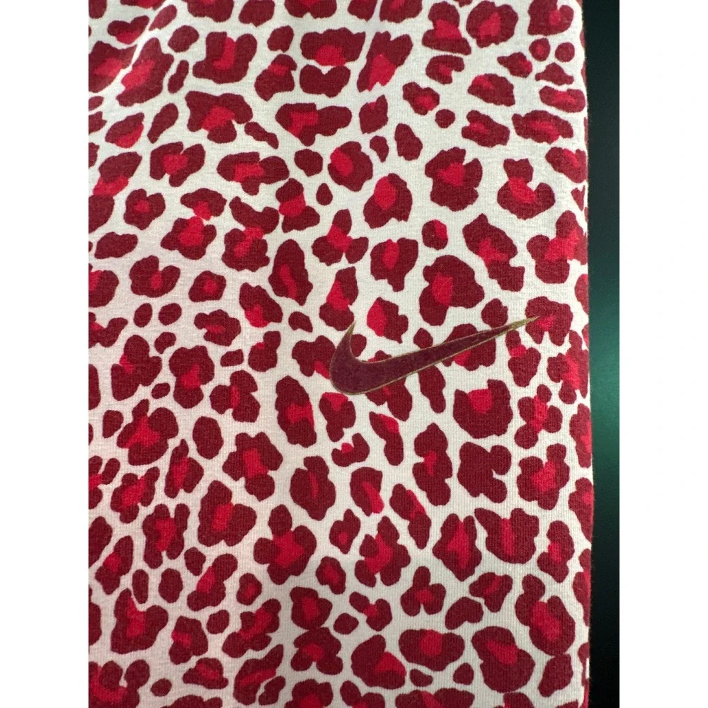Nike Kids Red Pink Leopard Animal Print Leggings Graphic Tights Medium M